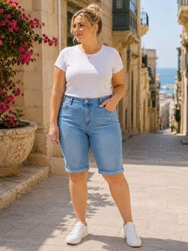 Picture of SUPER STRETCH DENIM COTTON PUSH UP CAPRI JEANS